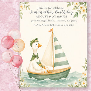 Invitation Fête d'anniversaire d'été de l'oie sotte en mer