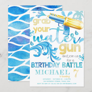 Invitation Fête d'anniversaire d'été de Water Gun