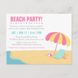 Invitation Fête d'anniversaire d'été pour adolescents à la pl