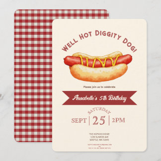 Invitation Fête d'anniversaire d'été pour enfants avec hot do