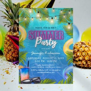 Invitation Fête d'anniversaire d'été tropical