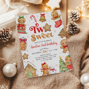 Invitation Fête d'anniversaire Deux Douce Deuxième Noël