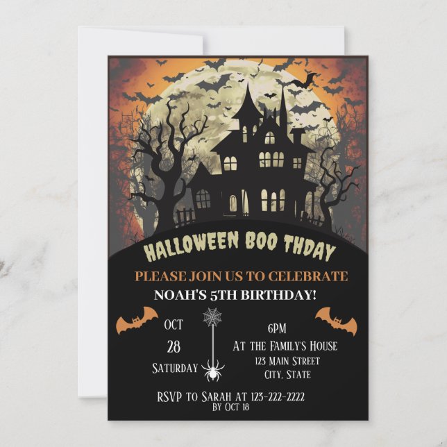 Invitation Fête d'anniversaire d'Halloween (Devant)