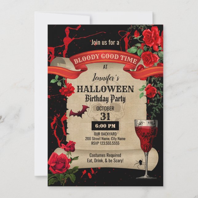 Invitation Fête d'anniversaire d'Halloween (Devant)