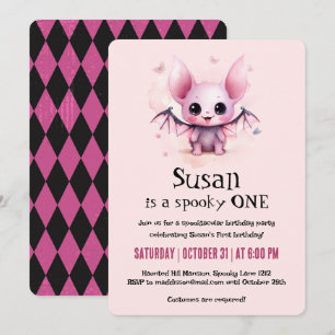 Invitation Fête d'anniversaire d'Halloween Chauve-souris Kawa