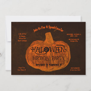 Invitation Fête d'anniversaire d'Halloween Citrouille orange