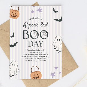 Invitation Fête d'anniversaire d'Halloween violet pour enfant