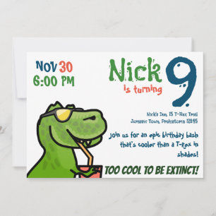 Invitation Fête d'anniversaire Dino le plus froid - Parfait T
