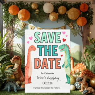 Invitation Fête d'anniversaire Dino pour enfants Save The Dat