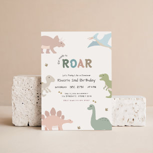 Invitation Fête d'anniversaire dinosaure Enfant Bébé 2ème Ann