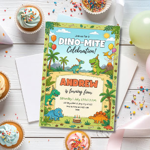 Invitation Fête d'anniversaire dinosaure Enfants dinosaures A