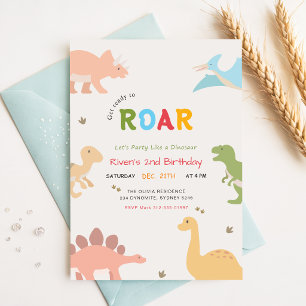 Invitation Fête d'anniversaire dinosaure Garçon Fille 2ème an