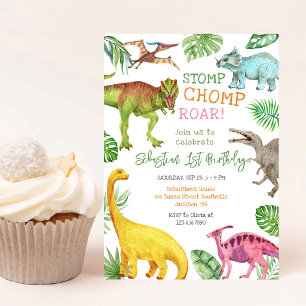 Invitation Fête d'anniversaire Dinosaure Pata Boom Roulement