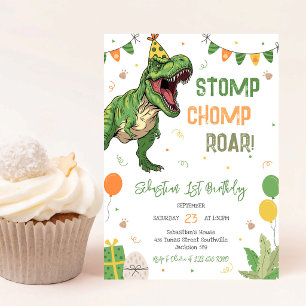 Invitation Fête d'anniversaire Dinosaure Pata Boom Roulement 