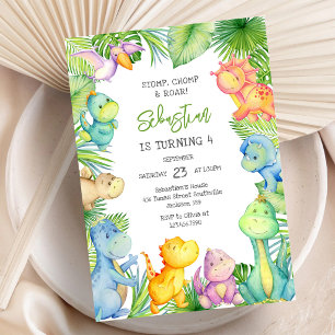 Invitation Fête d'anniversaire Dinosaure Piétinement Broiemen