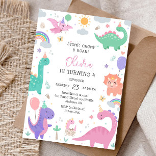 Invitation Fête d'anniversaire Dinosaure Piétinement Broiemen
