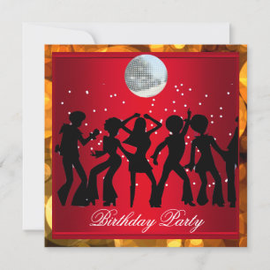 Invitation Fête d'anniversaire Disco 70 ans Rouge rétro 3