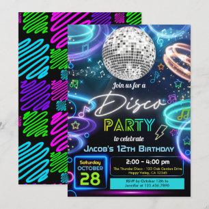 Invitation Fête d'anniversaire disco pour garçon 
