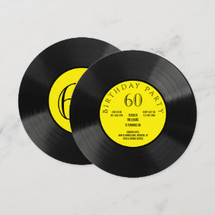 Invitation Fête d'anniversaire disque vinyle fun