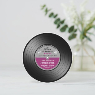 Invitation Fête d'anniversaire disque vinyle Label Rose