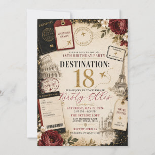 Invitation Fête d'anniversaire dix-huit ans et prêt à explore