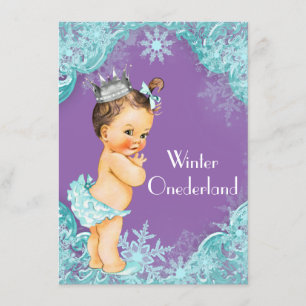 Invitation Fête d'anniversaire d'Onederland d'hiver turquoise