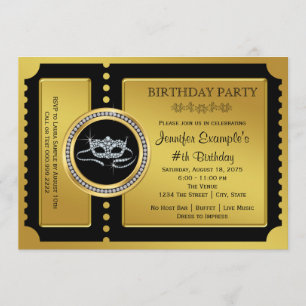 Invitation Fête d'anniversaire d'or de billet de partie de