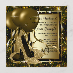 Invitation Fête d'anniversaire d'or de la femme noire de