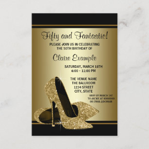 Invitation Fête d'anniversaire d'or de la femme noire de