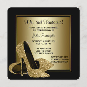 Invitation Fête d'anniversaire d'or de la femme noire de