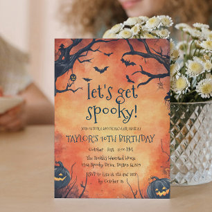 Invitation Fête d'anniversaire d'Orange Citrouille noir