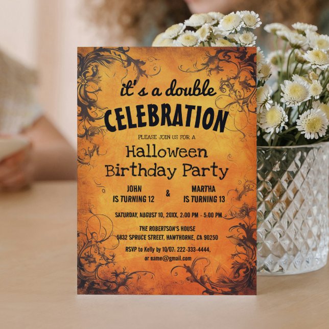 Invitation Fête d'anniversaire double d'Halloween (Créateur téléchargé)