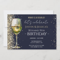 Fête d'anniversaire Double Verre de Vin Bleu Paill