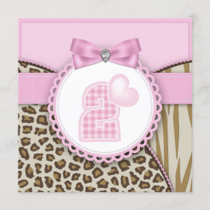 Invitation Fête d'anniversaire douce de filles de safari