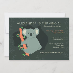 Invitation Fête d'anniversaire d'ours koala