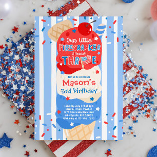 Invitation Fête d'anniversaire du 14 juillet Little Firecrack