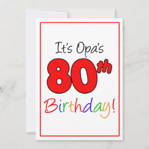 Invitation Fête d'anniversaire du 80e anniversaire de l'Opa