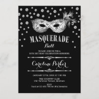 Fête d'anniversaire du bal Mascarade Noir Argent