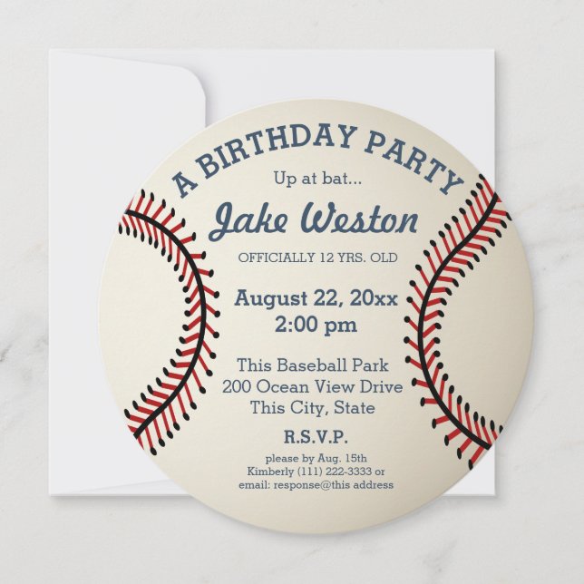 Invitation Fête d'anniversaire du baseball (Devant)