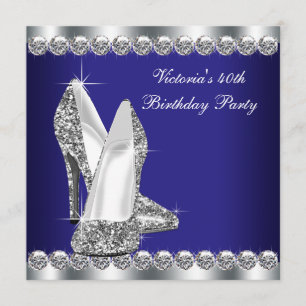 Invitation Fête d'anniversaire du bleu royal de la femme