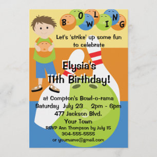 Invitation Fête d'anniversaire du Bowling sur mesure
