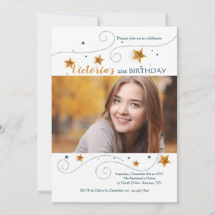 Invitation Fête d'anniversaire du cadre photo Star