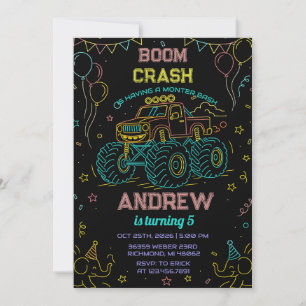 Invitation Fête d'anniversaire du Camion Bash Monster