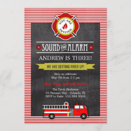 Invitation Fête d'anniversaire du camion d'incendie