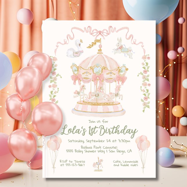 Invitation Fête d'anniversaire du carrousel Merry-go-round (Créateur téléchargé)