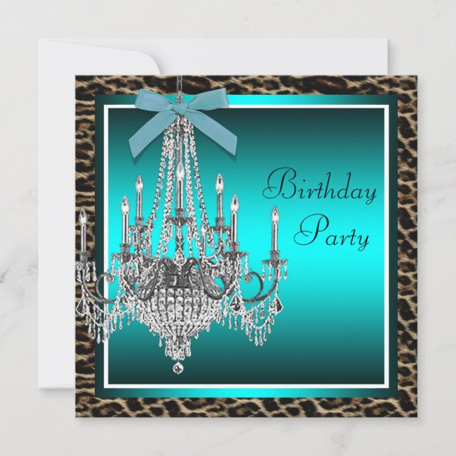 Invitation Fête d'anniversaire du chandelier turquoise Blue L (Devant)