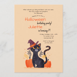 Invitation Fête d'anniversaire du chat noir