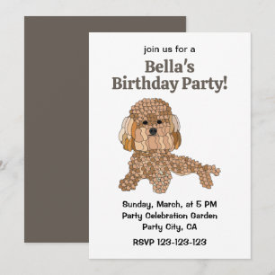 Invitation Fête d'anniversaire du chien caniche