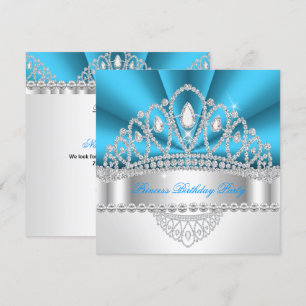 Invitation Fête d'anniversaire du diadème de diamant bleu bla