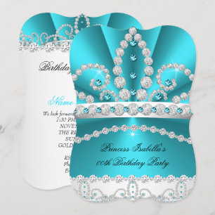 Invitation Fête d'anniversaire du Diadème Diamant Bleu Turquo